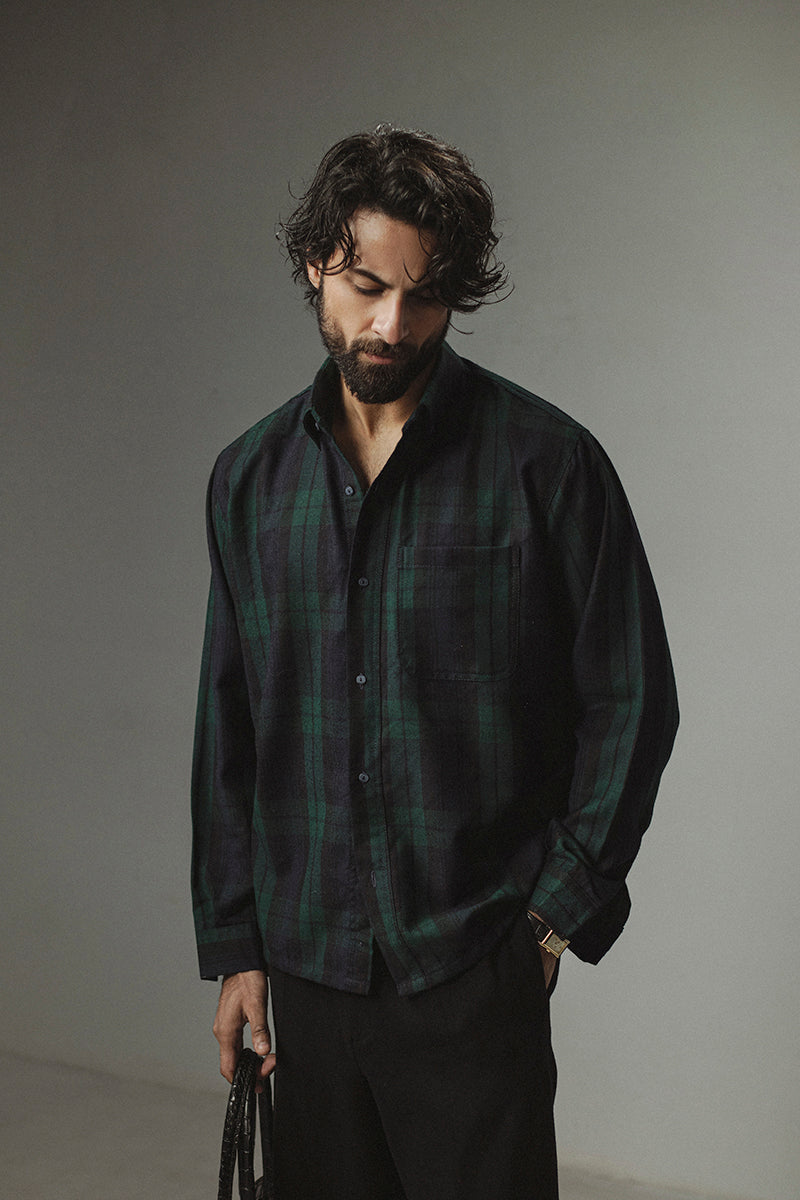 Plaid Wool Button-Up Shirt